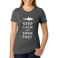 thumbnail image 1 of Shark Keep Calm and Swim Fast Womens Heather T Shirt Deep Heather X-LG, 1 of 1