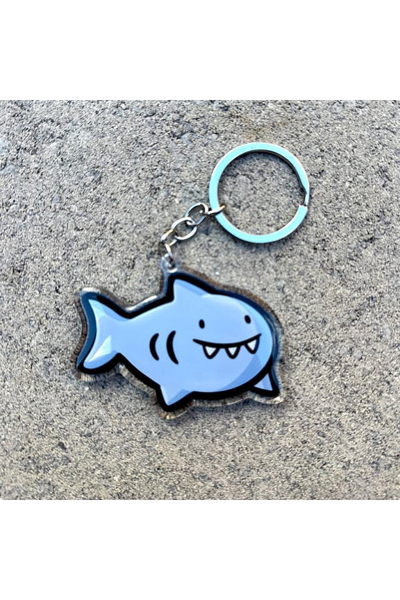 Shark Keychain | Kawaii keychain | cute shark artwork | Sea creature keychain | cute animals keychain | happy shark | aquarium keychain