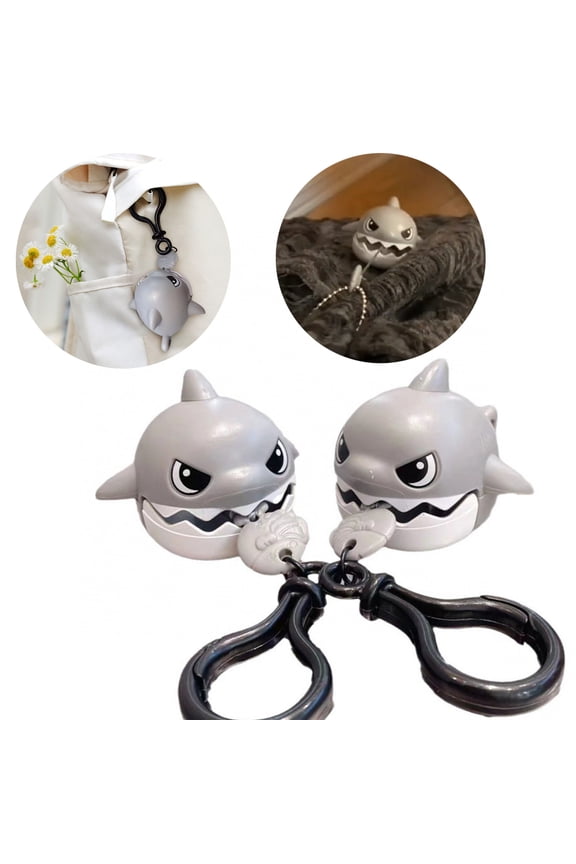 Shark Keychain Pendant, Clockwork Sharks Keychain, Running shark keychain, Shark Keychain with Telescopic Rope, Pull Cord String Shark Keychain, Gifts for Shark Lovers