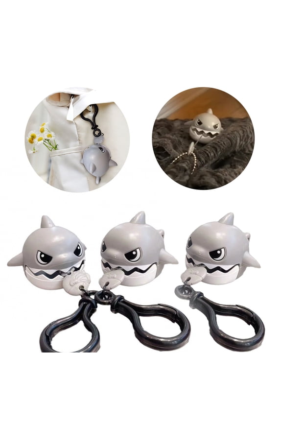 Shark Keychain Pendant, Clockwork Sharks Keychain, Running shark keychain, Shark Keychain with Telescopic Rope, Pull Cord String Shark Keychain, Gifts for Shark Lovers