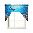 thumbnail image 1 of Shark Kitchen Swag Valances for Windows, Blue Ocean Underwater Animal Coral Tropical Fish Swag Valances Curtains for Living Room, Rod Pocket Window Treatments for Bathroom, Bedroom, Cafe, 56"x36", 1 of 6