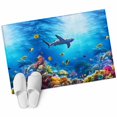 thumbnail image 1 of Shark Large Area Rugs for Bedroom Living Room, Non Slip Carpet Bedside Rug, Blue Ocean Underwater Animal Coral Tropical Fish Rectangular Floor Cover Kitchen Accent Rug 2'x3' for Dining Room/Office, 1 of 9