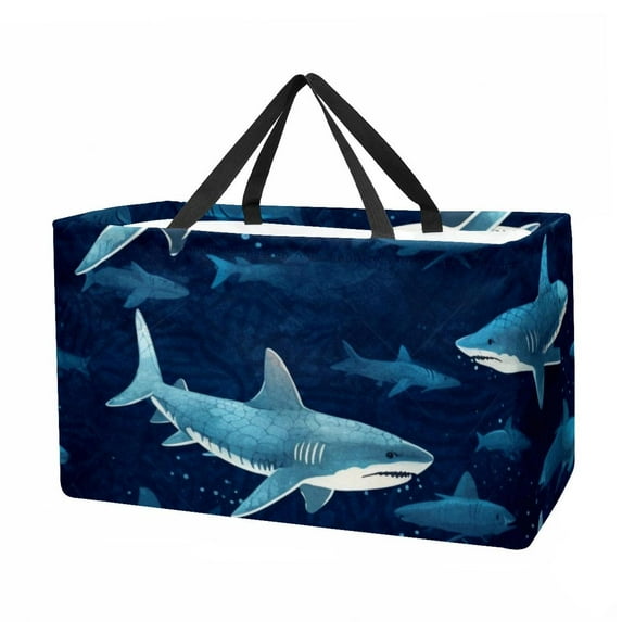 Shark Large Capacity Reusable Foldable Oxford Cloth Storage Bin - Multipurpose Storage Box, Shopping Bag Organizer