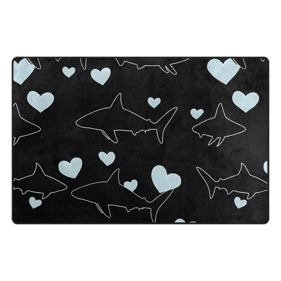 Shark Line Pattern Memory Foam Area Rug 31"x20" Non Slip, Absorbent, Fade Proof for Living Room, Bedroom, Office