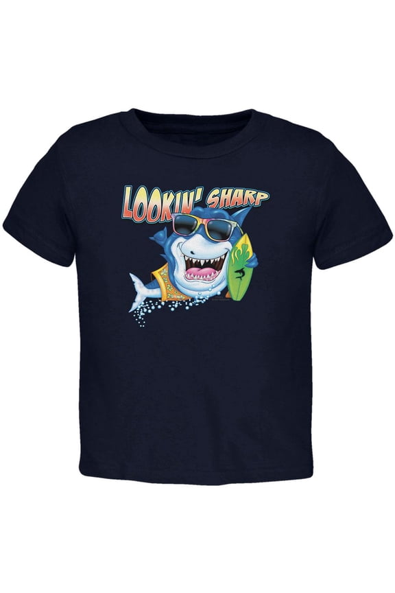 Shark Lookin' Sharp Toddler T Shirt Navy 3T