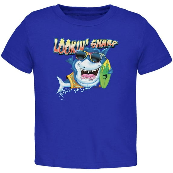 Shark Lookin' Sharp Toddler T Shirt Royal 3T
