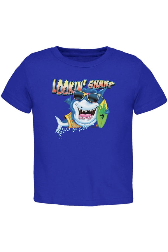 Shark Lookin' Sharp Toddler T Shirt Royal 3T