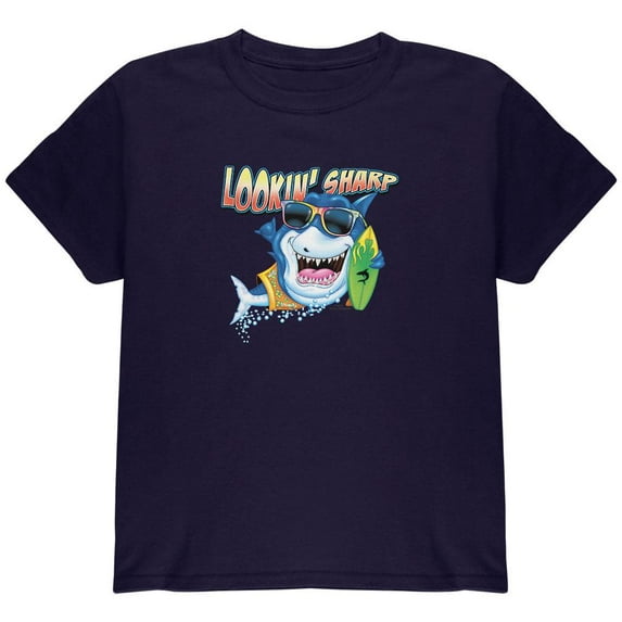 Shark Lookin' Sharp Youth T Shirt Navy YMD