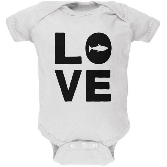 Shark Love Soft Baby One Piece White 18-24 M