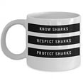 thumbnail image 1 of Shark Lover 11 oz Coffee Mug - Know Respect Protect White Ceramic Gift, 1 of 4