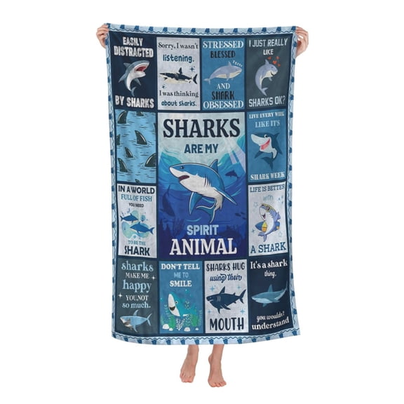 Shark Lovers Gift Bath Towel Soft and Highly Absorbent for Adults