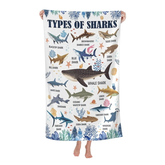 Shark Lovers Gift Bath Towel Soft and Highly Absorbent for Adults