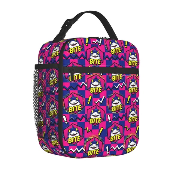 Shark Lunch Bag Vibrant Pop Art Bite, Thermal Insulation For Heat And Cold, Tote For Weekend Outing