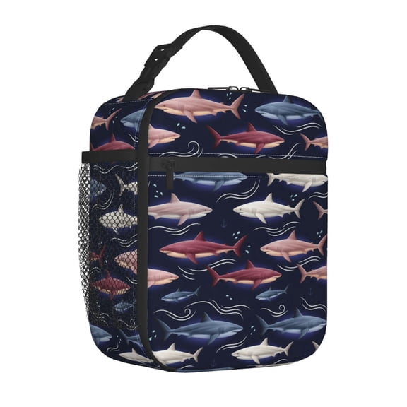 Shark Lunch Box Kawaii Pastel Hearts, Large Capacity Insulated For Hours, Tote For Sunday Gathering