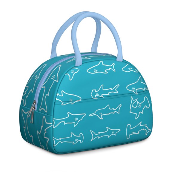 Shark Lunch Box for Women: Whale Ocean Design - Insulated Reusable Bag, Leakproof High Capacity Tote for Work/Travel with Pockets