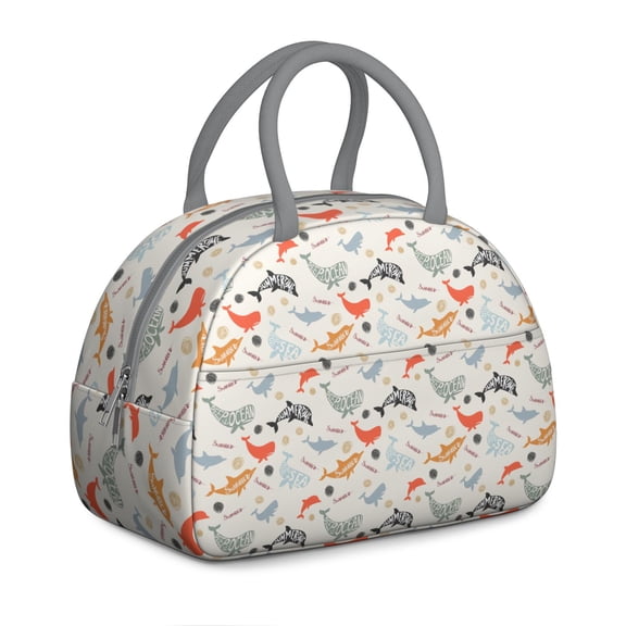 Shark Lunch Box for Women: Whale Ocean Design - Insulated Reusable Bag, Leakproof High Capacity Tote for Work/Travel with Pockets