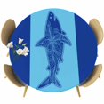 thumbnail image 1 of Shark Mandalas Round Tablecloth 55-60 Inch Round Fitted Table Cloth with Elastic Edge, Boho Modern Orange Blue Stripe Tropical Waterproof Table Cover Protector for Outdoor Picnic Party Dining, 1 of 6