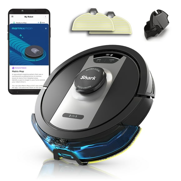 Shark Matrix 2-in-1 Robot Vacuum & Mop with No Spots Missed on Carpets & Hard Floors, Home Mapping, RV2400WD
