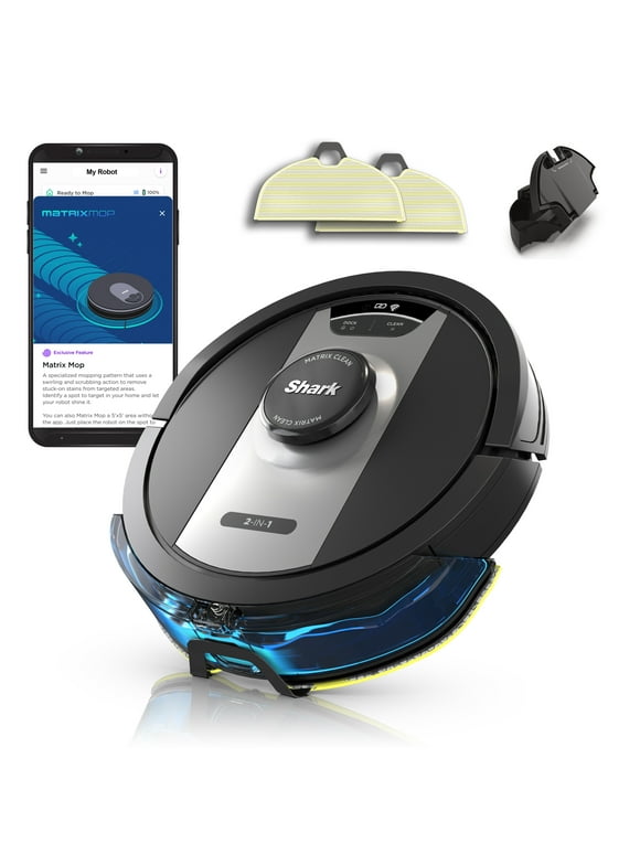 Shark Matrix 2-in-1 Robot Vacuum & Mop with No Spots Missed on Carpets & Hard Floors, Precision Home Mapping,WIFI, RV2400WD