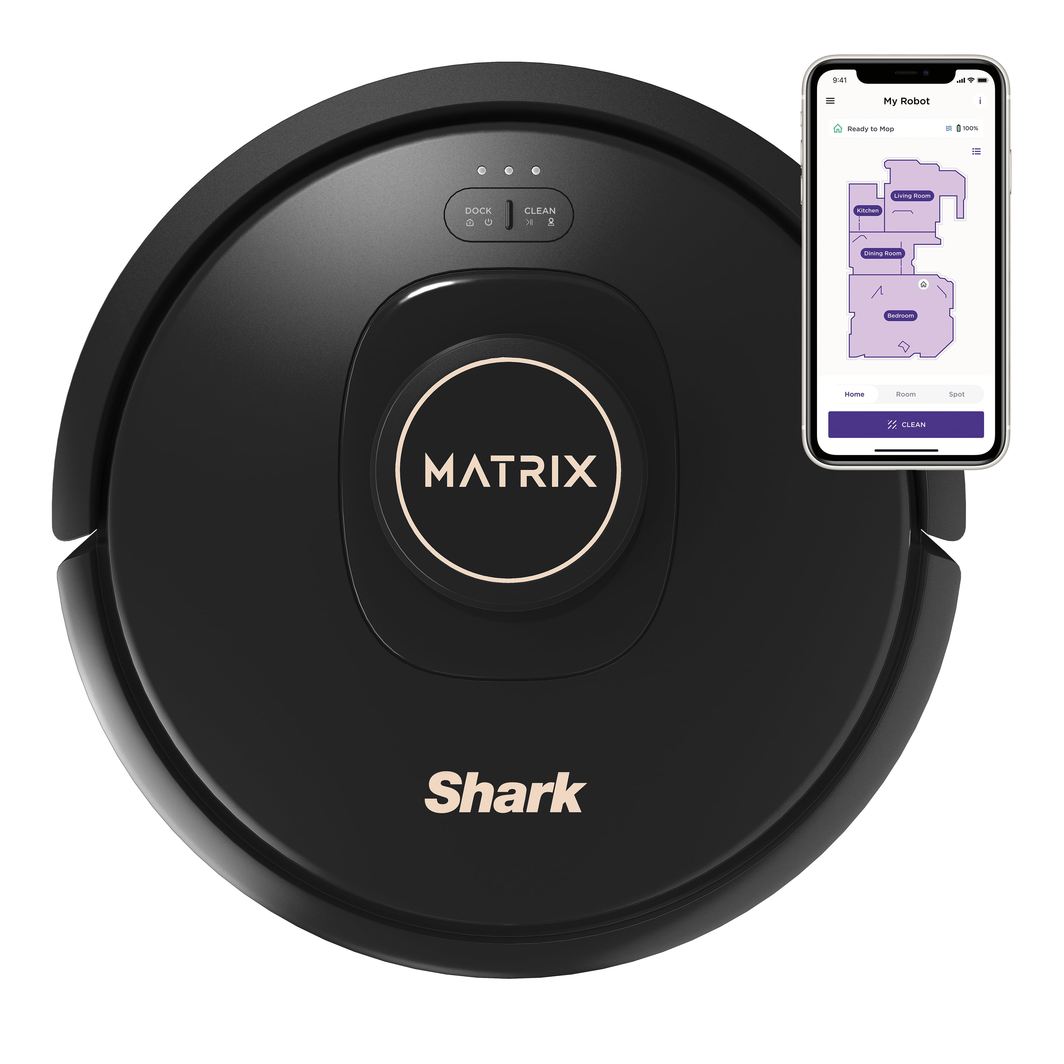 Shark Matrix™ Robot Vacuum with No Spots Missed on Carpets and Hard