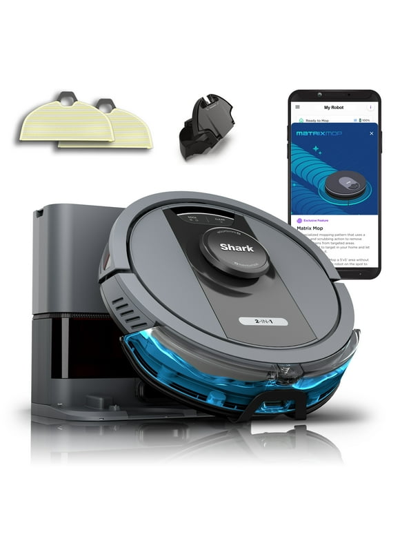 Shark Matrix Self-Empty Robot Vacuum & Mop with No Spots Missed, Bagless 30-Day Capacity, Precision Home Mapping, RV2400WS, New