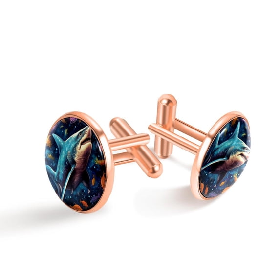 Shark Men's Stainless Steel Cufflinks for Formal Attire, Made of Durable Stainless Steel, for Business Meetings or Special Occasions