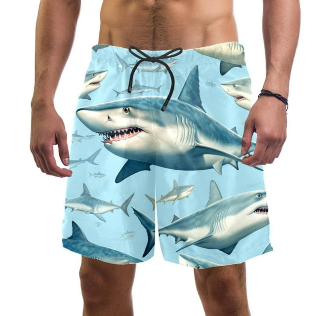 Shark Men's Swim Shorts Swimming Trunks Waterproof Beach Shorts Surfing ...