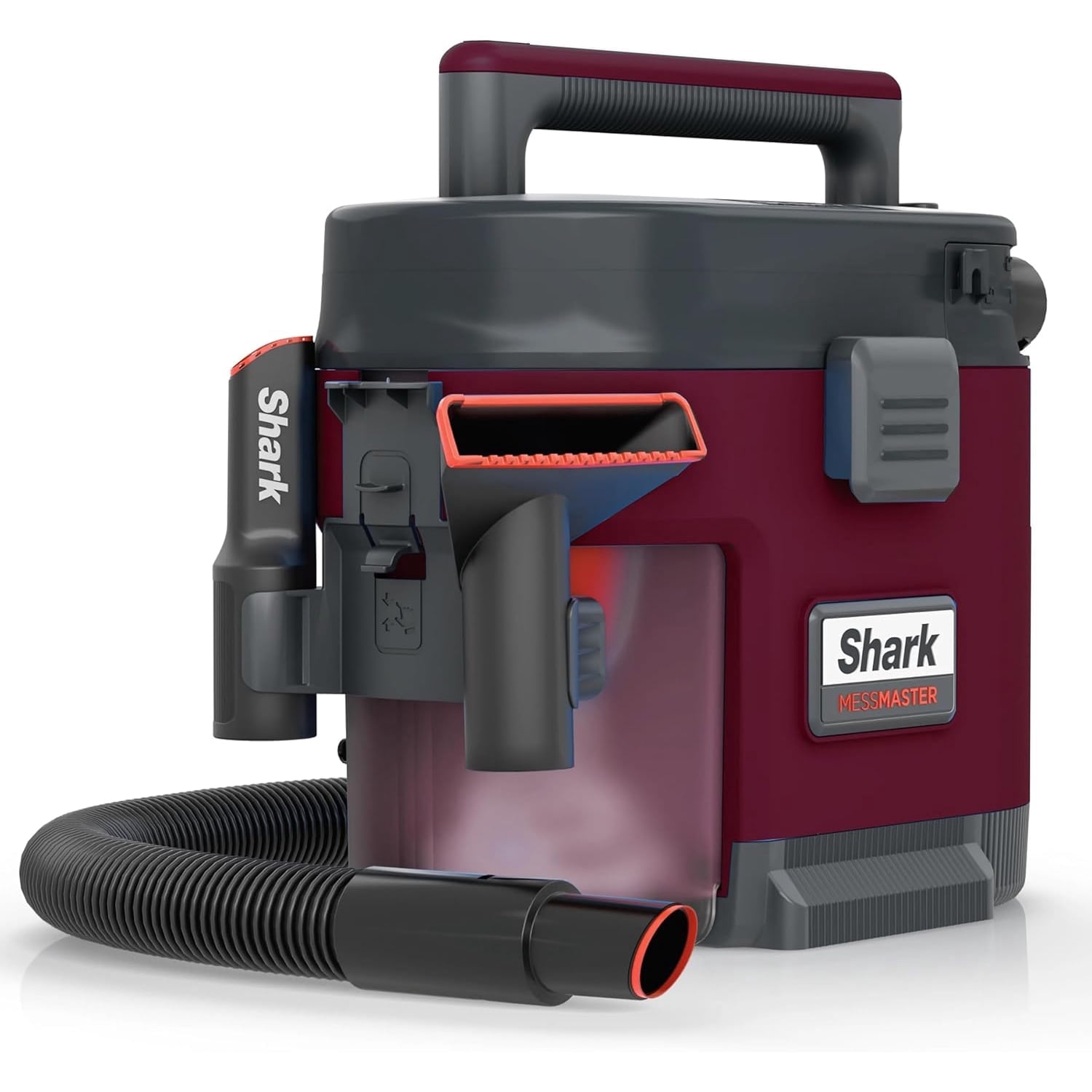Restored Shark MessMaster 1 Gallon Portable Wet/Dry Vacuum for Pets, Cars - Burgundy