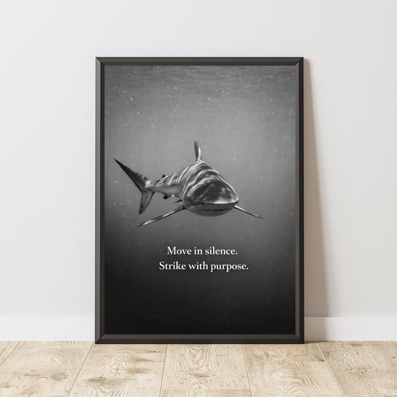 Shark Motivation Wall Art Print, Unframed Paper Poster 8x10in