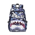 thumbnail image 1 of Shark Mouth Fashion Backpack for Boys Girls, Camo Big Capacity Bookbag Travel Laptop Daypack-Blue, 1 of 7