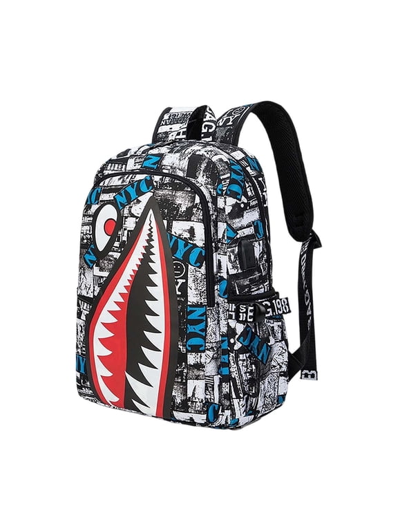 Shark Mouth Teeth Graphic Backpack High Capacity Laptop Bookbag for Teens School Daily Commute Travel Hiking
