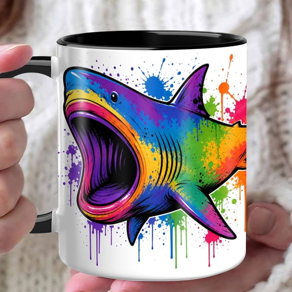 Shark Mug 11oz Coffee Mug, Ocean Animal Coffee Cup with shark graphic, Shark Lover Drinkware for Kitchen, Office, and Everyday Sips