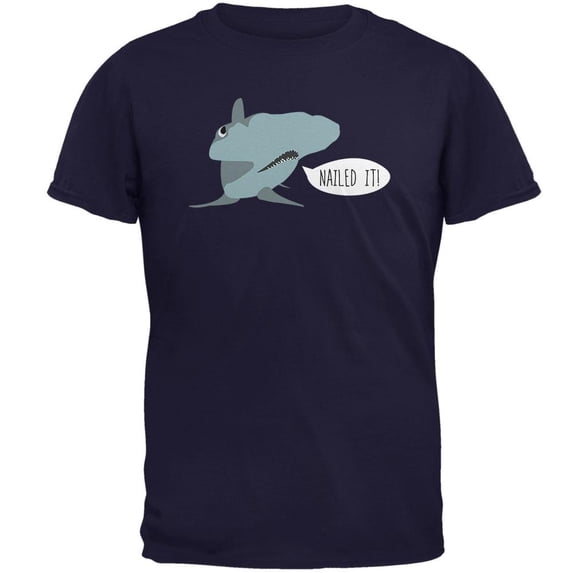 Shark Nailed It Hammerhead Funny Pun Mens T Shirt Navy 2XL