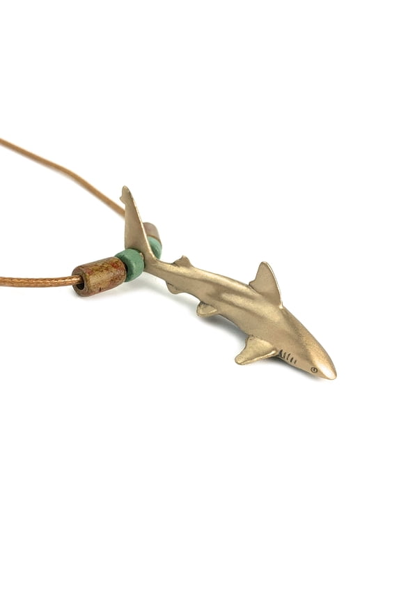 Shark Necklace for Men and Women Bronze- Bronze Reef Shark Necklace for Women, Bronze Reef Shark Necklace, Shark Jewelry