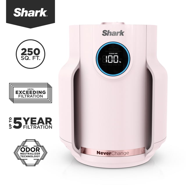 Shark NeverChange Compact Pro 250 Sq Ft HEPA Air Purifier, 5-Year HEPA-Exceeding Filter, Captures Pollutants, Pet Dander, Dust, and Smoke, HP072PK Quartz