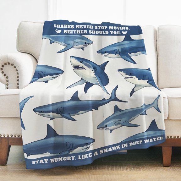Shark Ocean Blanket Gifts, Sea Nautical Lovers Creature Nautical Themed Underwater World Throw Blankets for Kids Boys Adults Travel Camping Decor Soft Birthday Christmas Blanket 30" x 40"