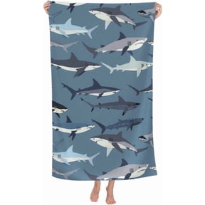 Shark Ocean Themed Beach Towel, Ultra Soft Lightweight Sand-Free Microfiber Bath Towels for Pool, Bathroom, Swimming, Vacation, Travel 29"x58", Gifts for Kids, Teens, Girls, Women