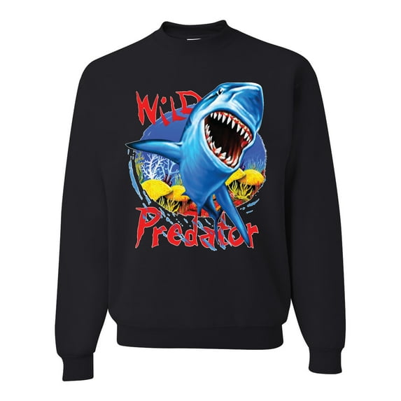 Shark Ocean Wild Predator Unisex Crewneck Graphic Sweatshirt, Black, Small