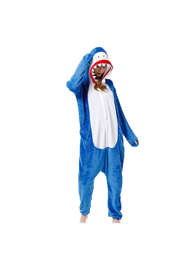 Onesie Pajamas Hoodie Adult Shark Cosplay Costume Animal Blanket Fleece Sleepwear Flannel Romper Jumpsuit