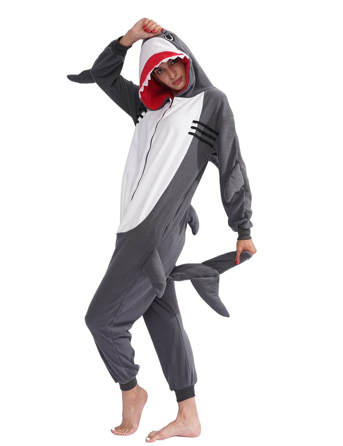 Shark Onesie, Shark Costume Adult Halloween Onesies for Women