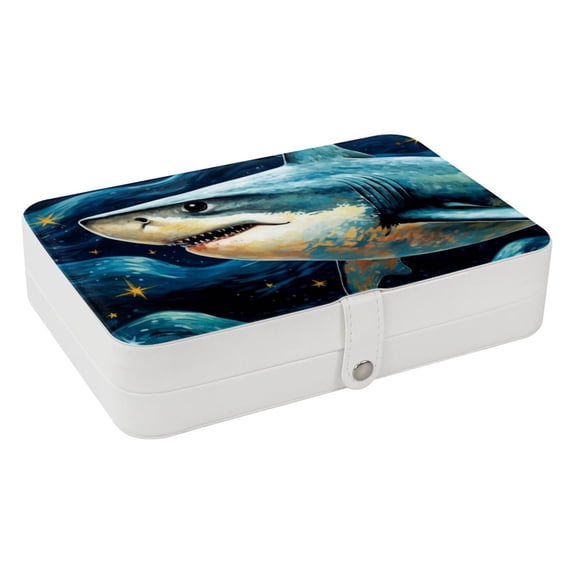 Shark PU Leather Bracelet Holder Jewelry Organizer Box with Removable Compartment - Portable Organize Storage Case