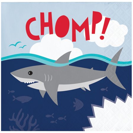 Shark Party Chomp Beverage Napkins 48 Count