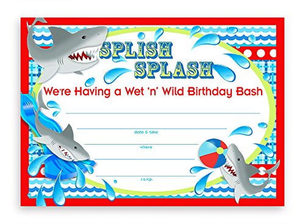 Shark Birthday Party Invitations with Envelopes Invitations