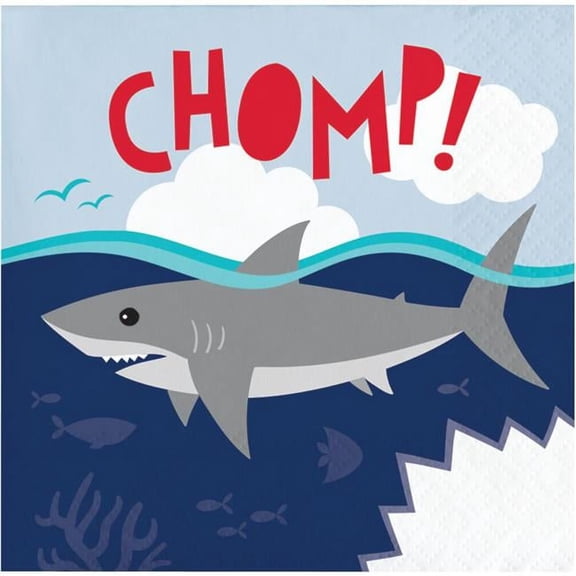 Shark Party Paper Beverage Napkins 16 Per Pack