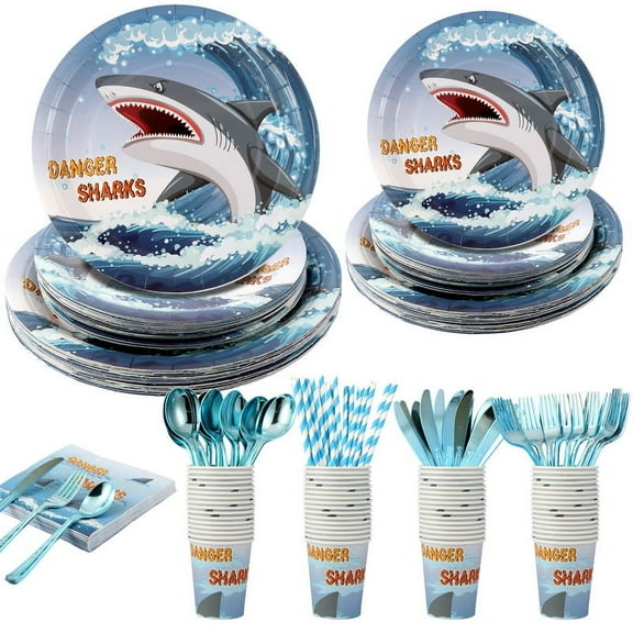 Shark Party Tableware Set Disposable 200PCS