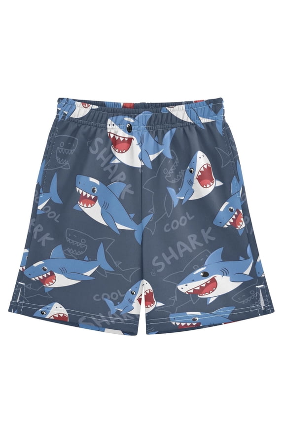Shark Pattern Athletic Shorts Breathable with Comfort Fit Drawstring Casual Sweatshorts Small