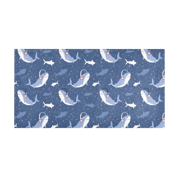 Shark Pattern Bath Mat 39x20 Inch Soft Absorbent Non-Slip Plush Bathroom Rug for Floor