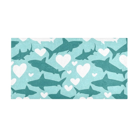 Shark Pattern Bath Mat 39x20 Inch Soft Absorbent Non-Slip Plush Bathroom Rug for Floor