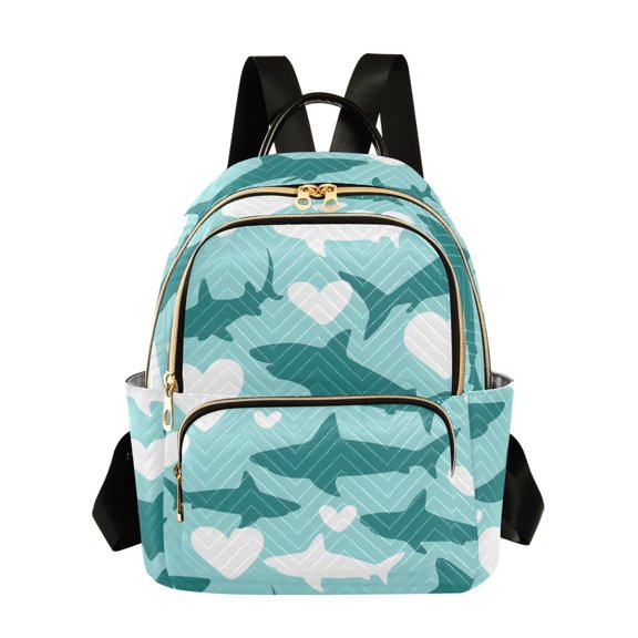 Shark Pattern Fashion Backpack Quilted Lightweight Women Travel Daypack 8.5L