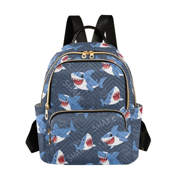 Shark Pattern Fashion Backpack Quilted Lightweight Women Travel Daypack 8.5L